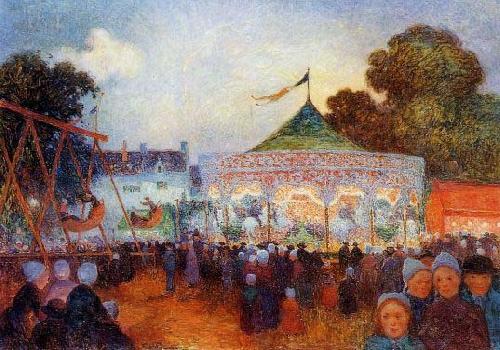 unknow artist Carousel at Night at the Fair oil painting picture